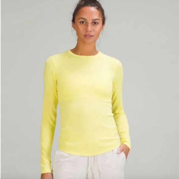 NWT Sunlight Yellow lululemon Hold Tight Long Sleeve Shirt Sz 6 - Picture 1 of 6